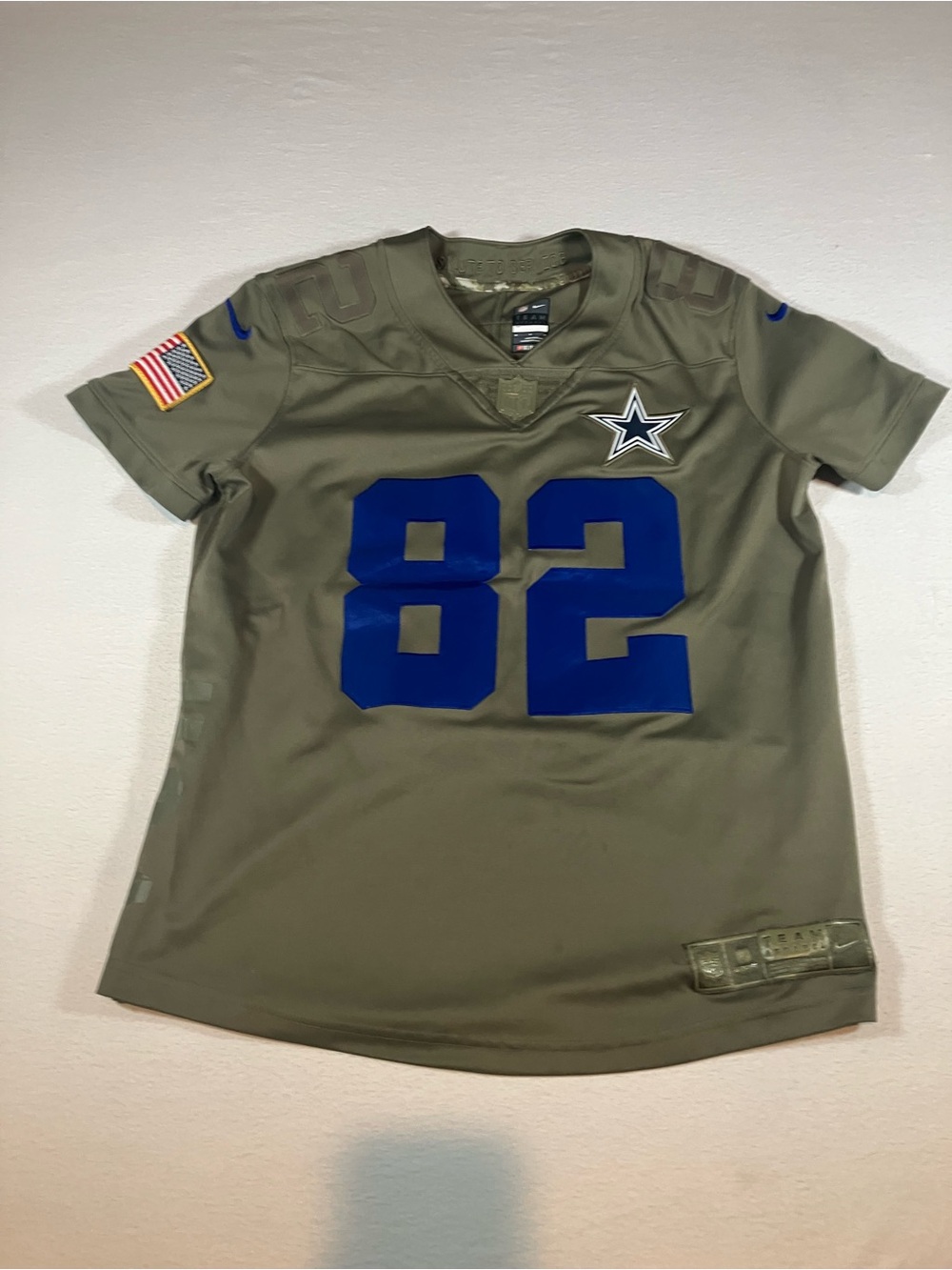 NFL Dallas Cowboys Olive Green Kids Jersey with Blue 82
